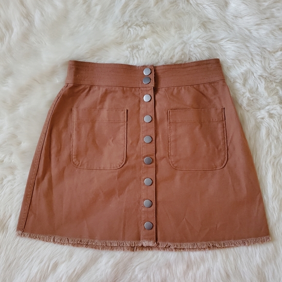 Madewell High Waist Snap A-Line Skirt in Burnt Sienna Size 0 - Picture 4 of 10